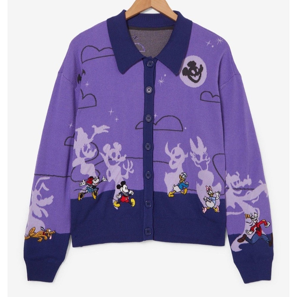 Disney Mickey & Friends Halloween Parade Womens Glow-in-The-Dark Large Cardigan